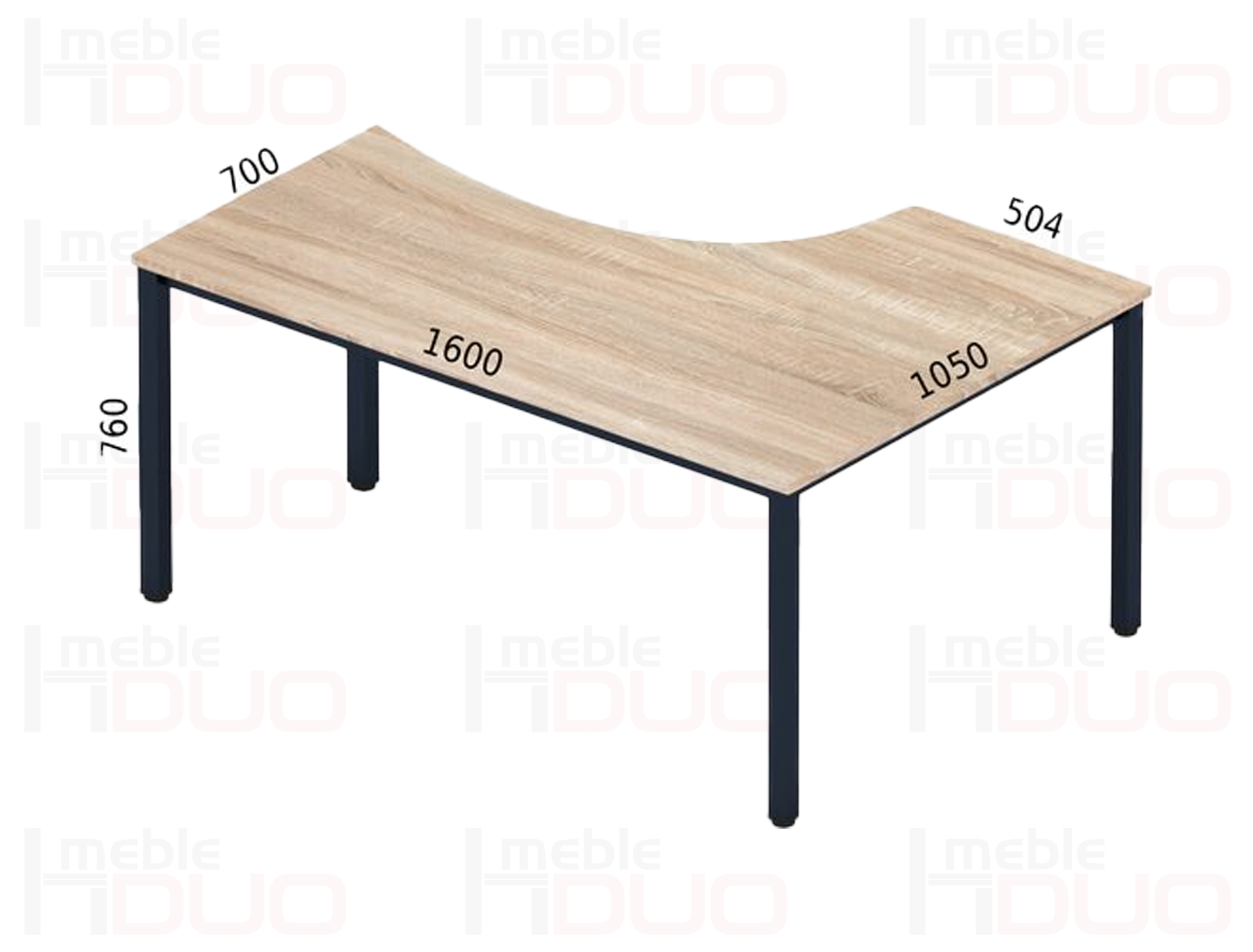 Biurko Tk7 1600/1050 x 700/504 x 760h | Meble DUO tk7