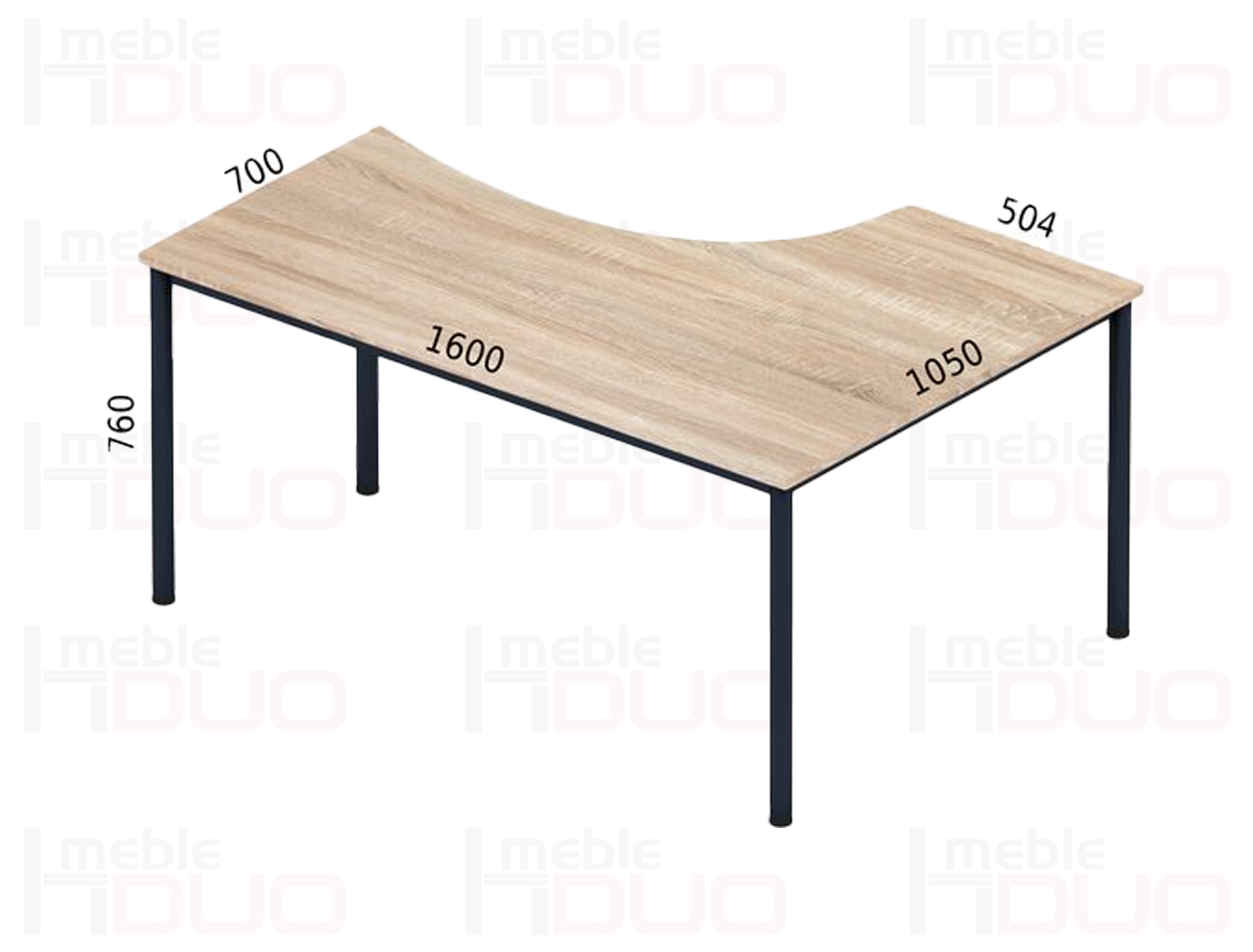 Biurko To7 1600/1050 x 700/504 x 760h | Meble DUO to7