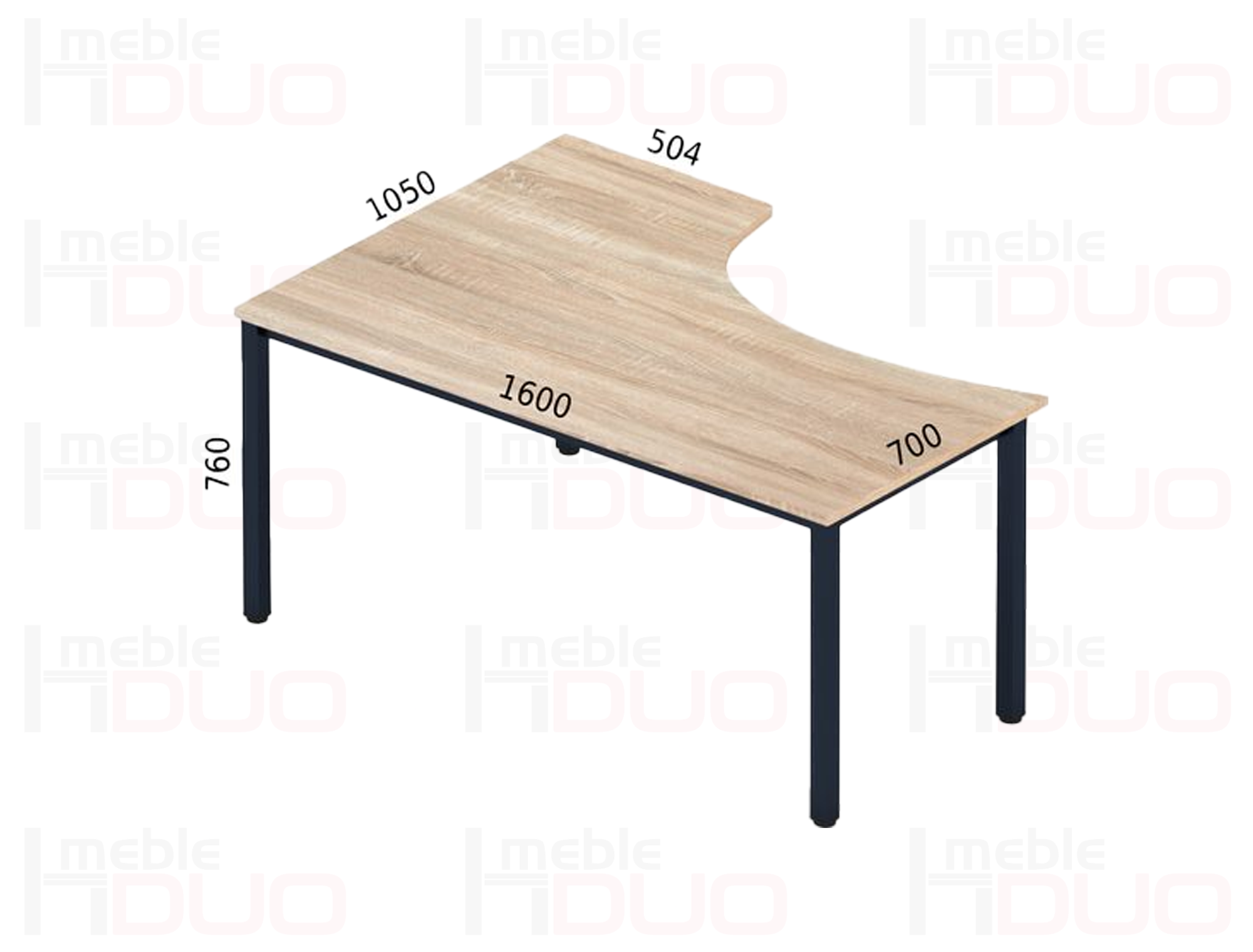 Biurko Tk8 1600/1050 x 700/504 x 760h | Meble DUO tk8