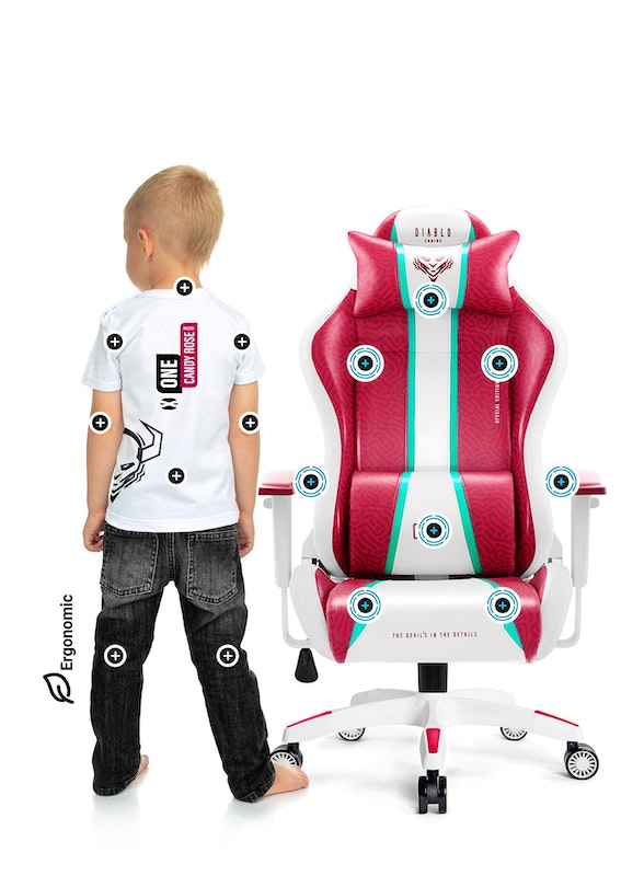 Fotel gamingowy dla dziecka Diablo X-One 2.0 Candy Rose Kids Size | Meble DUO 2789 2 fotel gamingowy dla dziecka diablo x one 2.0 candy rose kids size