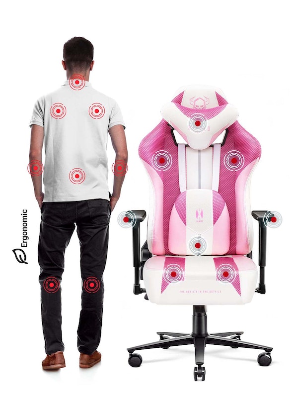 Fotel gamingowy Diablo X-Player 2.0 materiałowy Normal Size: Marshmallow Pink | Meble DUO 3232 2 fotel gamingowy diablo x player 2.0 materialowy normal size marshmallow pink