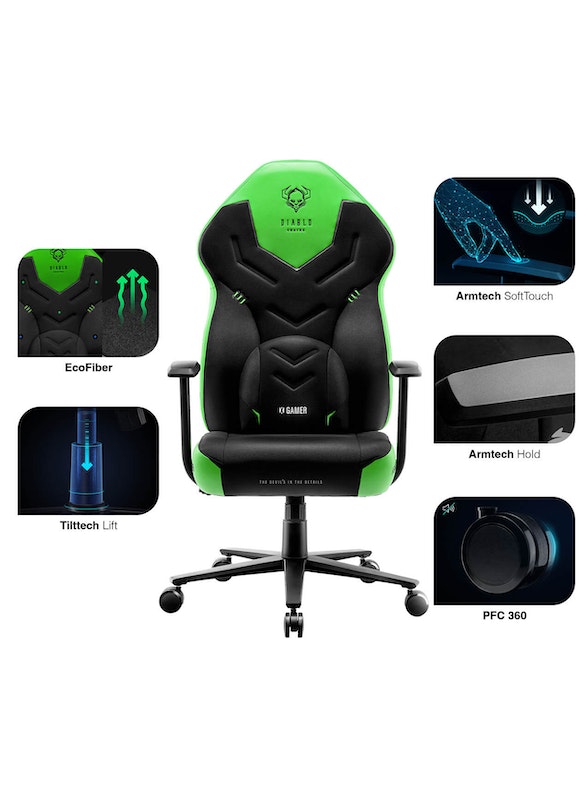 Fotel gamingowy Diablo X-Gamer 2.0 Normal Size: Green emerald | Meble DUO 3740 2 fotel gamingowy diablo x gamer 2.0 normal size green emerald
