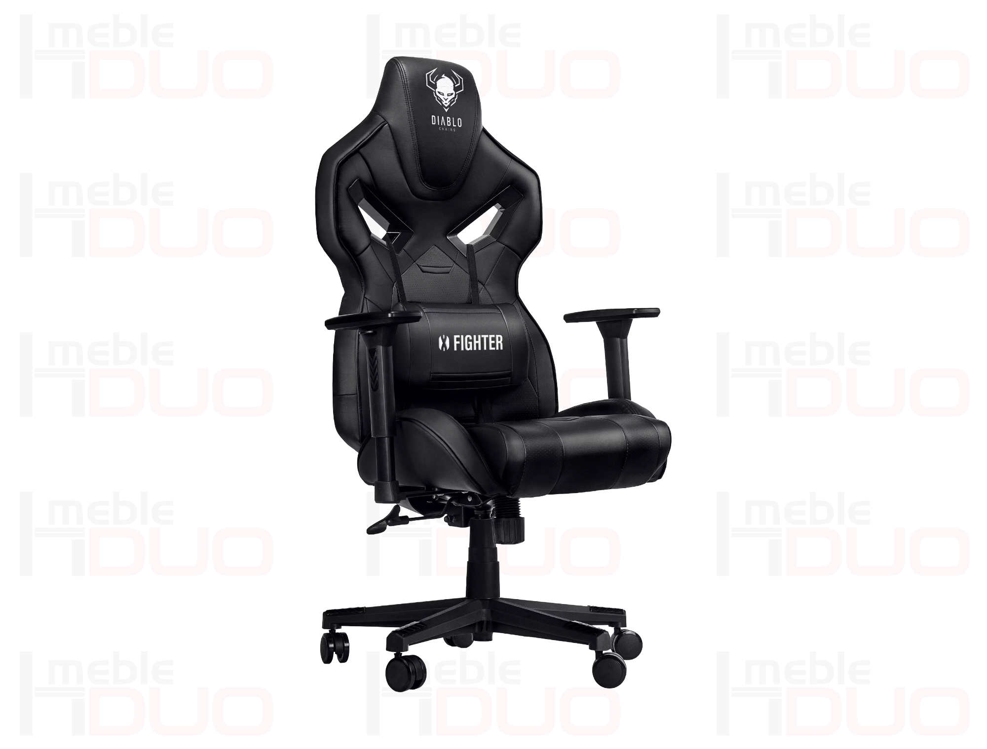 Fotel gamingowy Diablo X-Fighter Normal Size: Czarno-czarny | Meble DUO Fotel gamingowy Diablo X Fighter Normal Size Czarno czarny