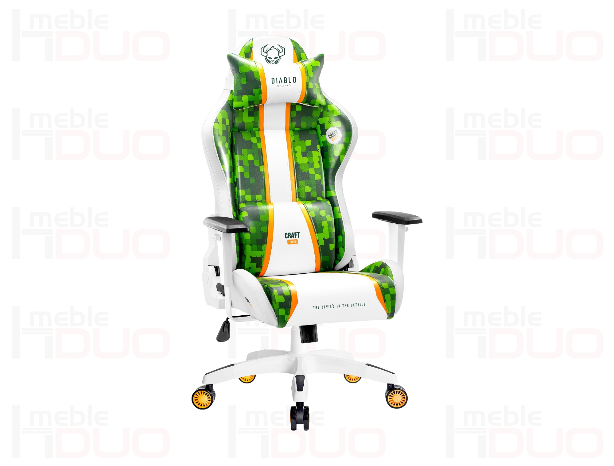 Fotel gamingowy Diablo X-One 2.0 Normal Size Craft Edition biało-zielony | Meble DUO Fotel gamingowy Diablo X One 2.0 Normal Size Craft Edition bialo zielony