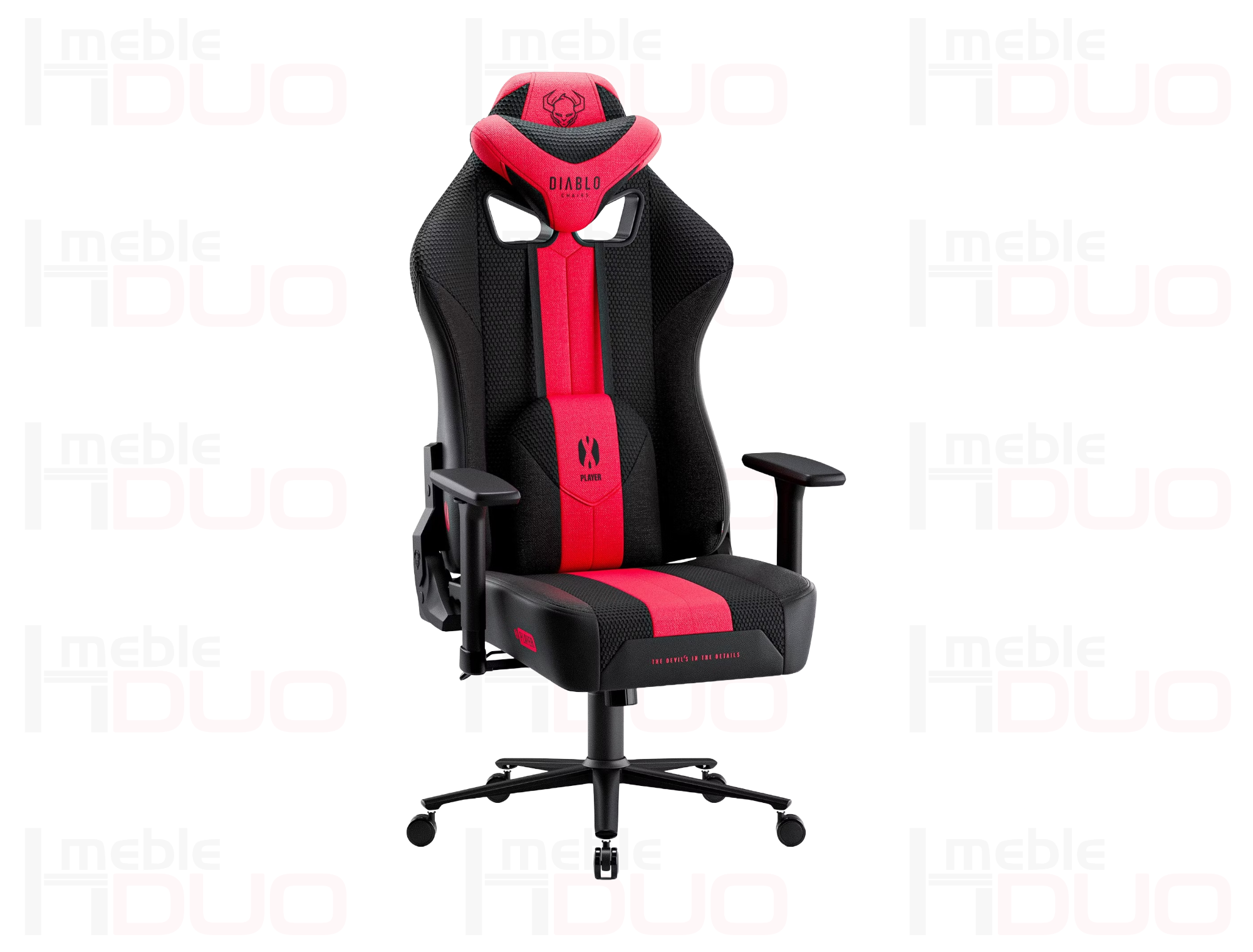 Fotel gamingowy Diablo X-Player 2.0 materiałowy King Size: Karmazynowo-antracytowy | Meble DUO Fotel gamingowy Diablo X Player 2.0 materialowy King Size Karmazynowo antracytowy
