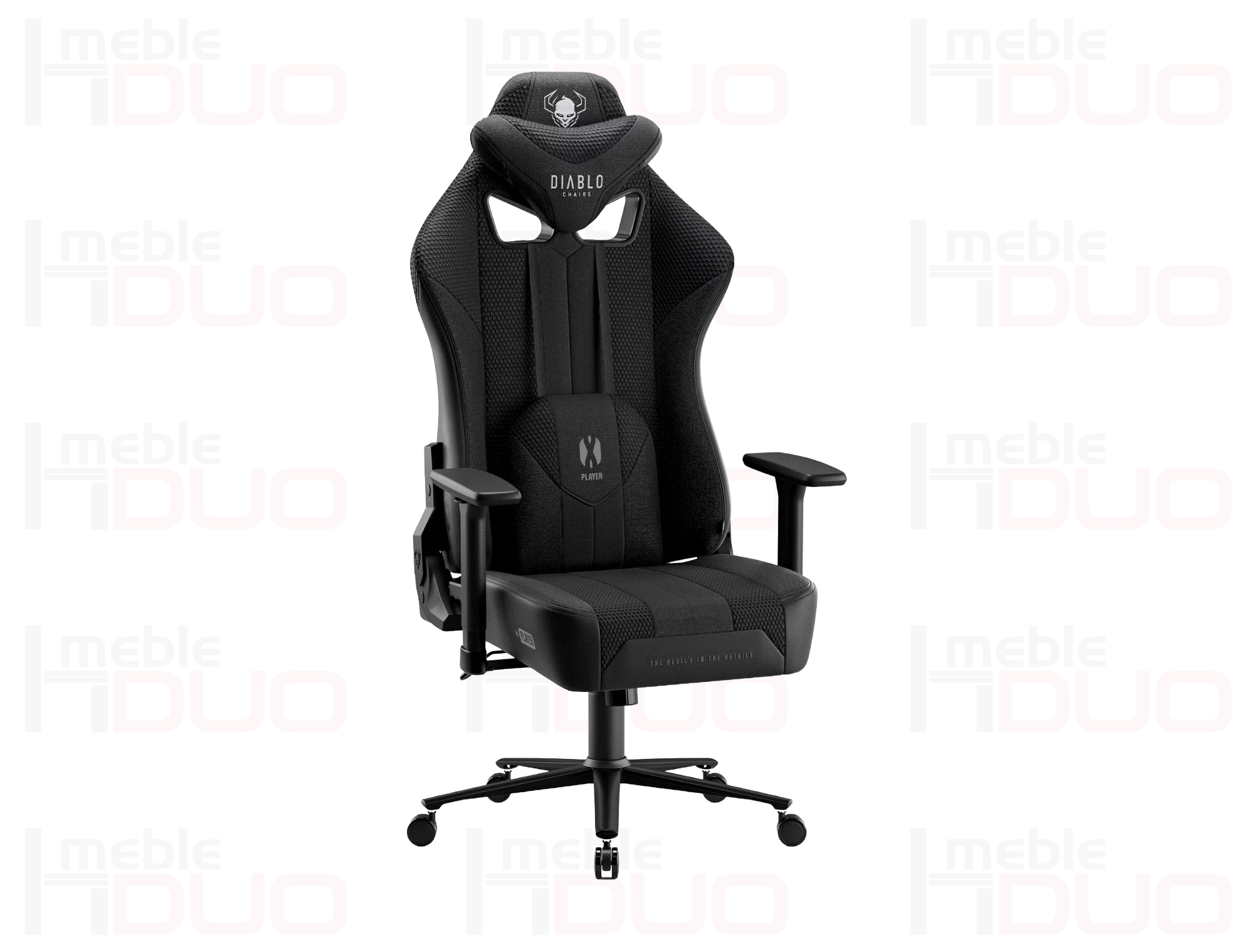 Fotel gamingowy Diablo X-Player 2.0 materiałowy Normal Size: Czarno-czarny | Meble DUO Fotel gamingowy Diablo X Player 2.0 materialowy Normal Size Czarno czarny