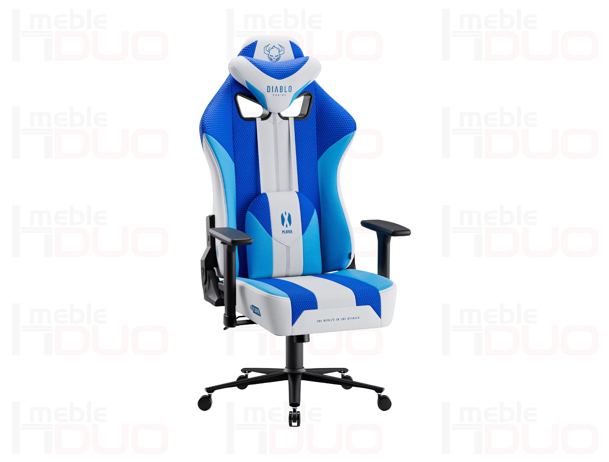 Fotel gamingowy Diablo X-Player 2.0 materiałowy Normal Size: Frost White | Meble DUO Fotel gamingowy Diablo X Player 2.0 materialowy Normal Size Frost White