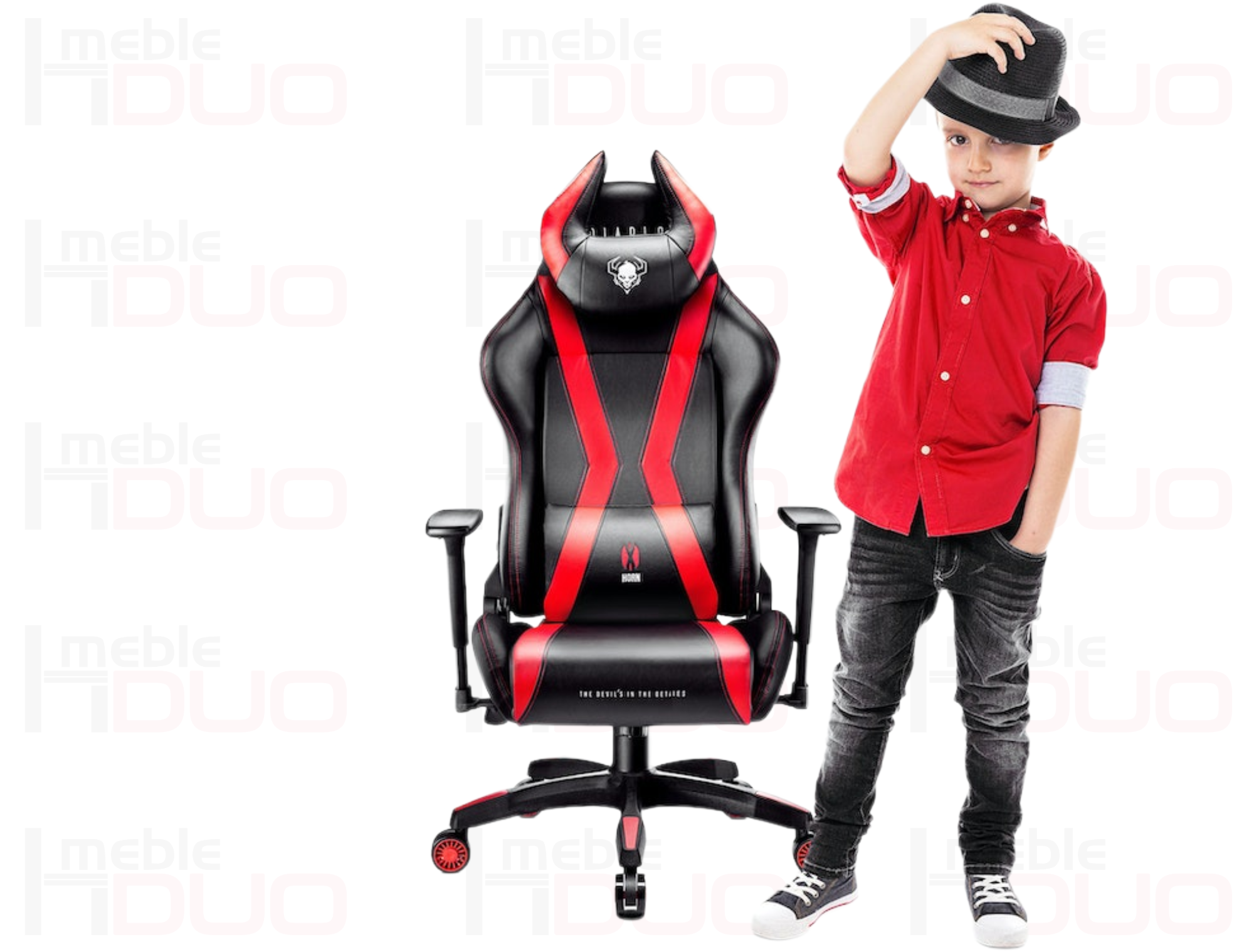 Fotel do biurka dla dziecka Diablo X-Horn 2.0 Kids Size czarno-czerwony | Meble DUO X Horn 2.0 Kids