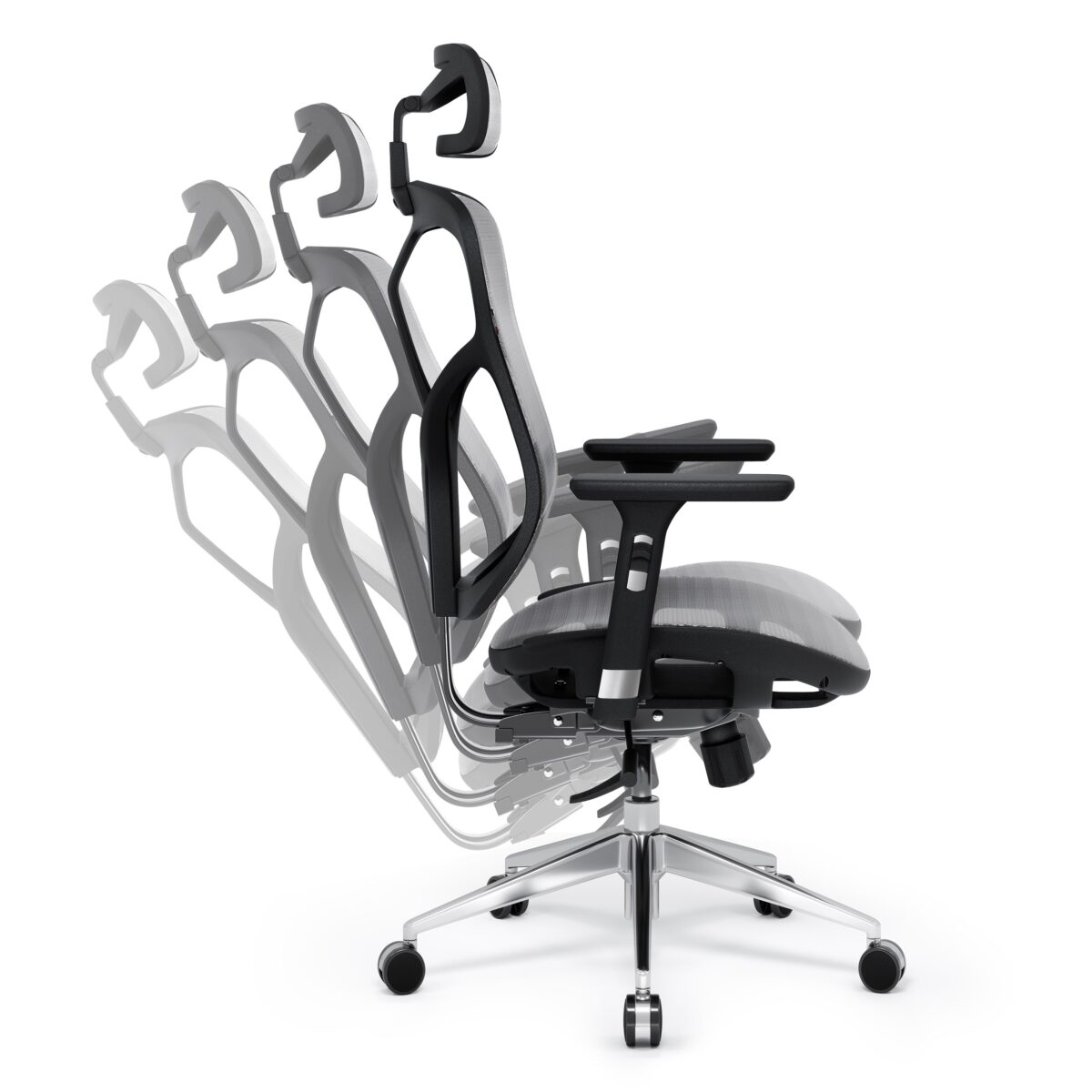 Fotel ergonomiczny biurowy z siatki, przewiewny, czarno-szary: Diablo V-Basic | Meble DUO basic black grey 0090d24