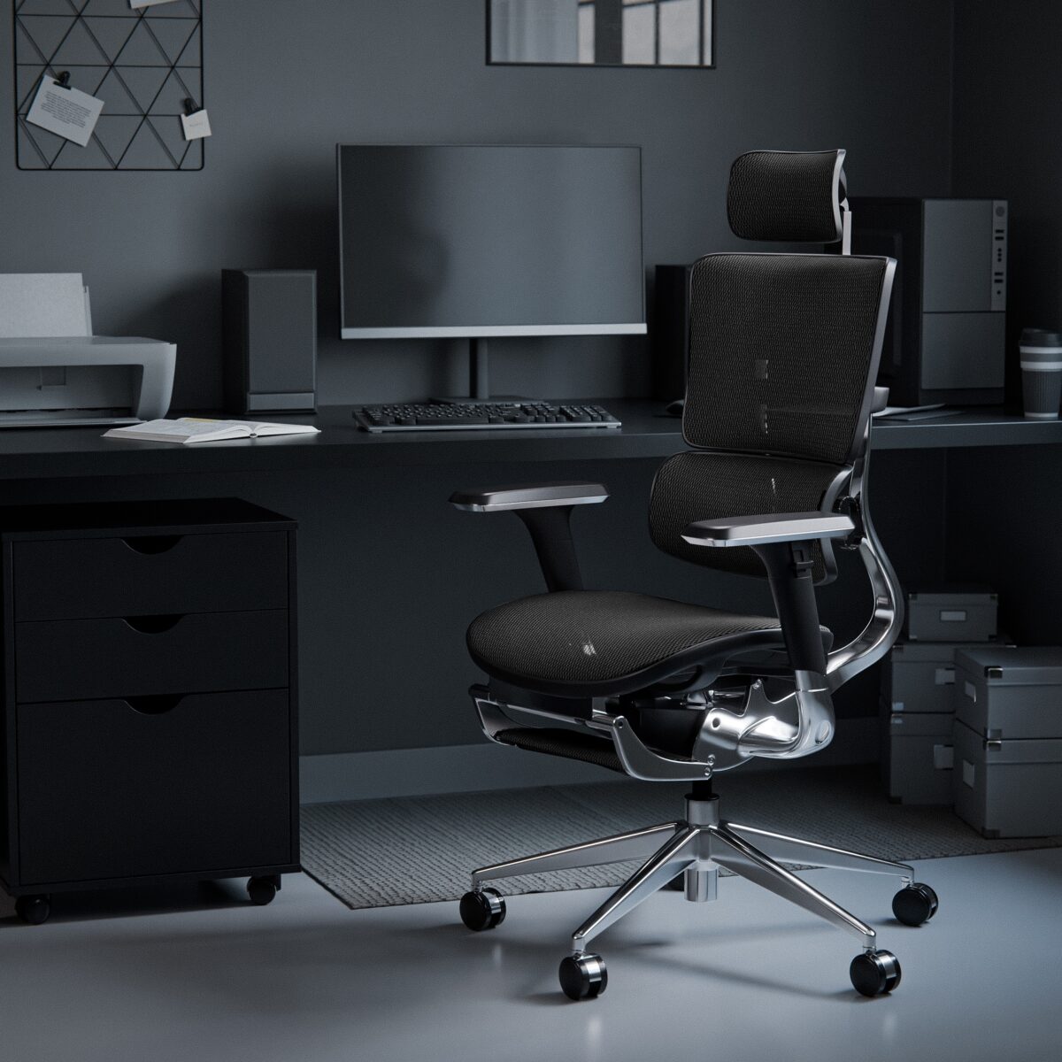 Fotel biurowy z podnóżkiem ergonomiczny czarny Normal Size: Diablo V-Master | Meble DUO vmaster czarny 80d24d24 4