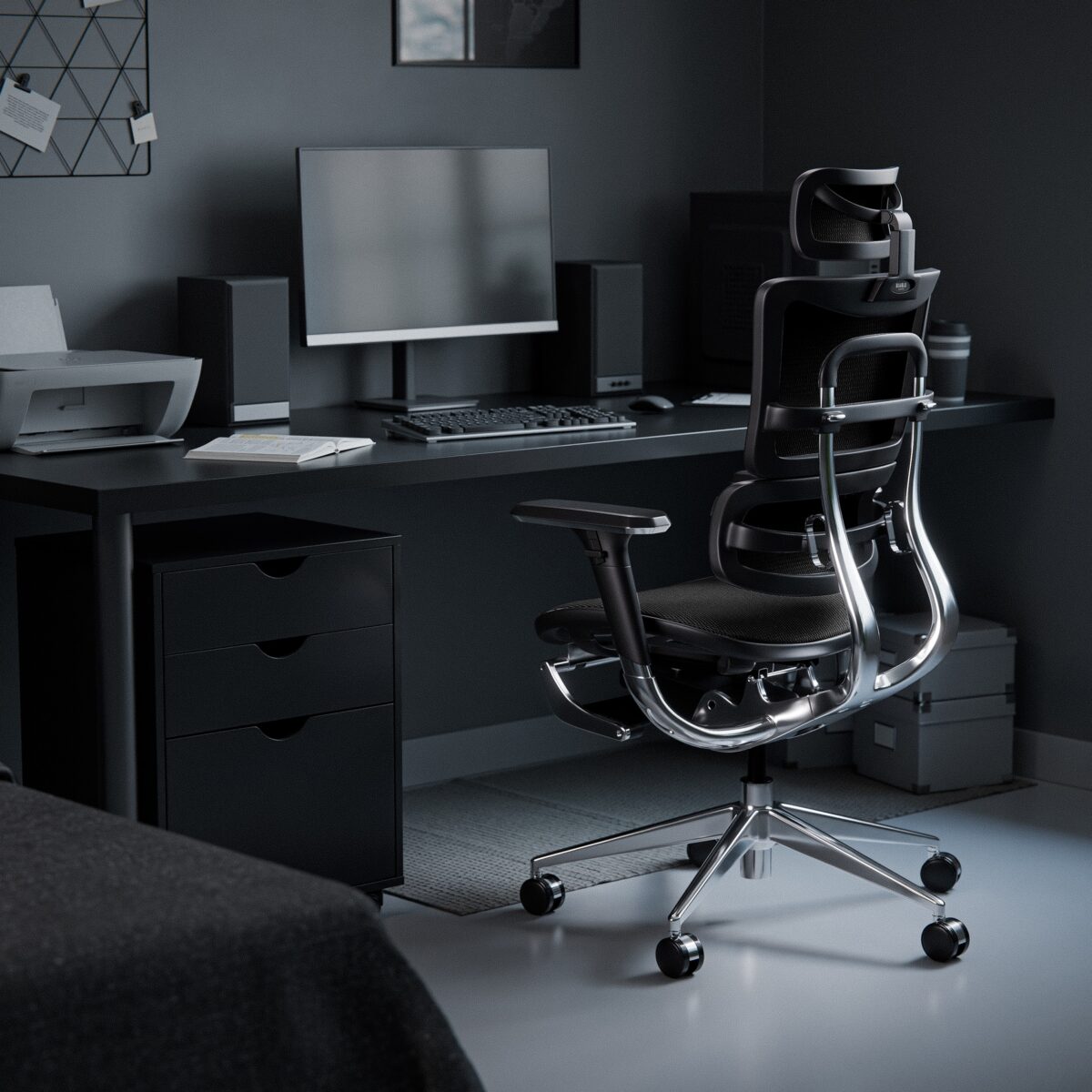 Fotel biurowy z podnóżkiem ergonomiczny czarny Normal Size: Diablo V-Master | Meble DUO vmaster czarny 90d24d24 4