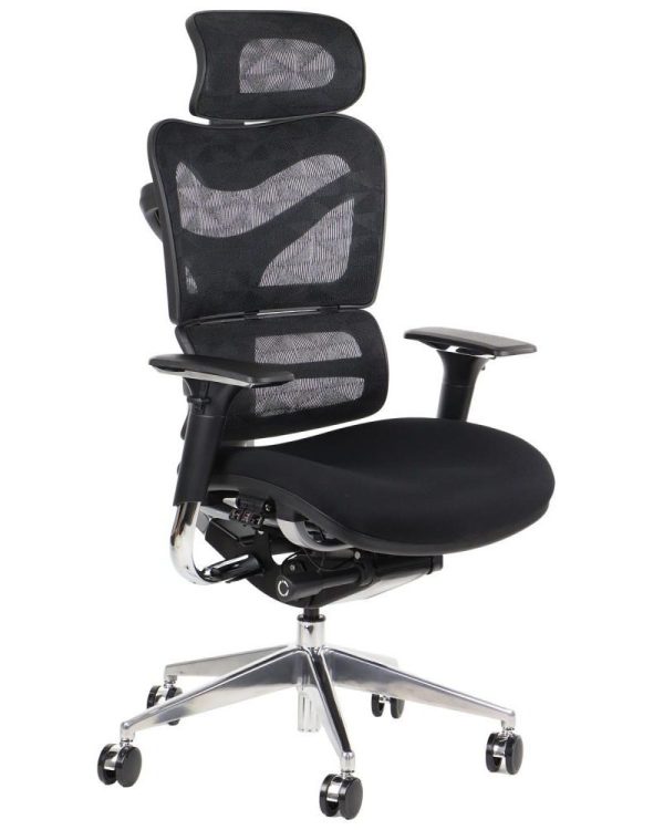 ErgoNew S7 - czarny  SIEDZISKO TKANINOWE