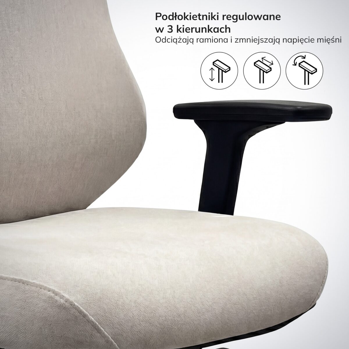 Fotel biurowy ergonomiczny jasnobeżowy: AXIS | Meble DUO 2518 axis fabric light beige feature pl 04 1