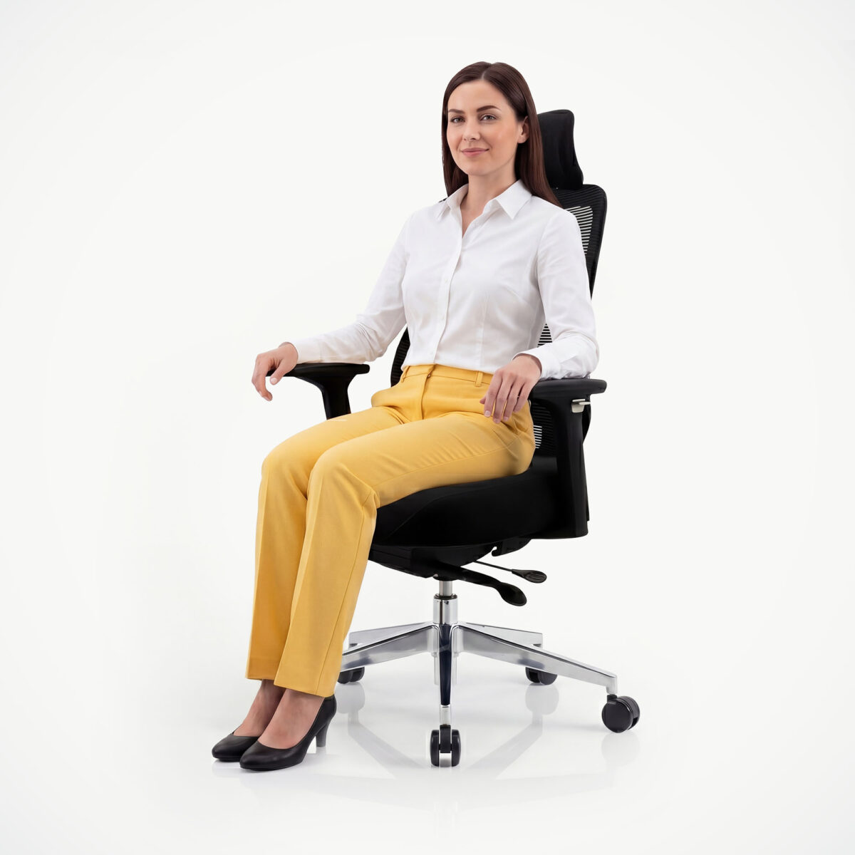 Fotel biurowy ergonomiczny z siatką czarny: AXIS | Meble DUO 2515 axis mesh black feature de 01