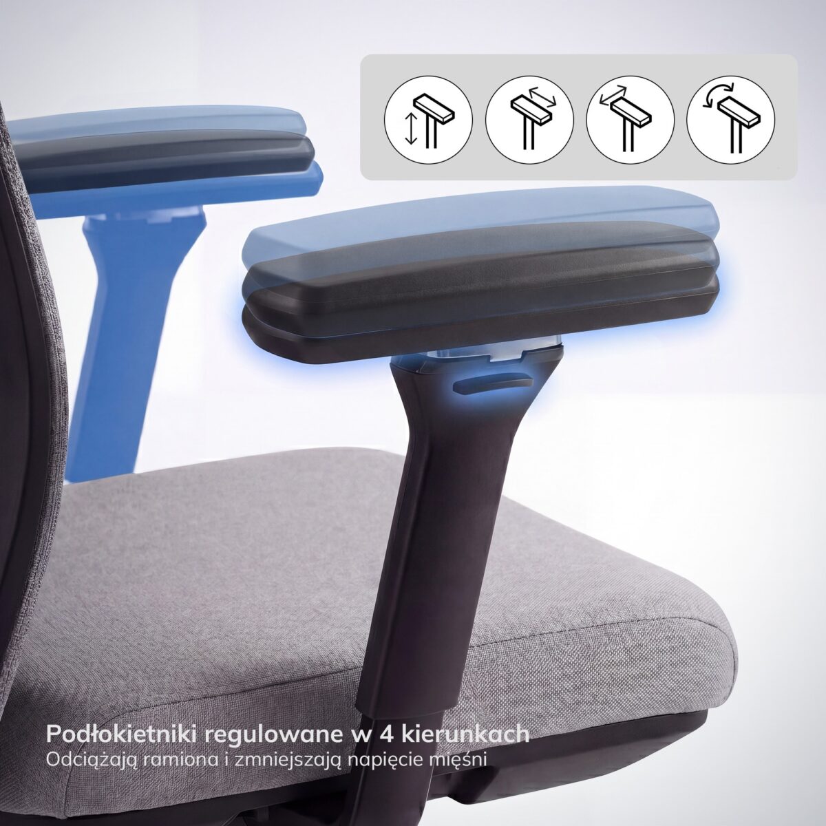 Fotel biurowy ergonomiczny obrotowy szary: VECTOR | Meble DUO 2523 vector fabric grey feature pl 04