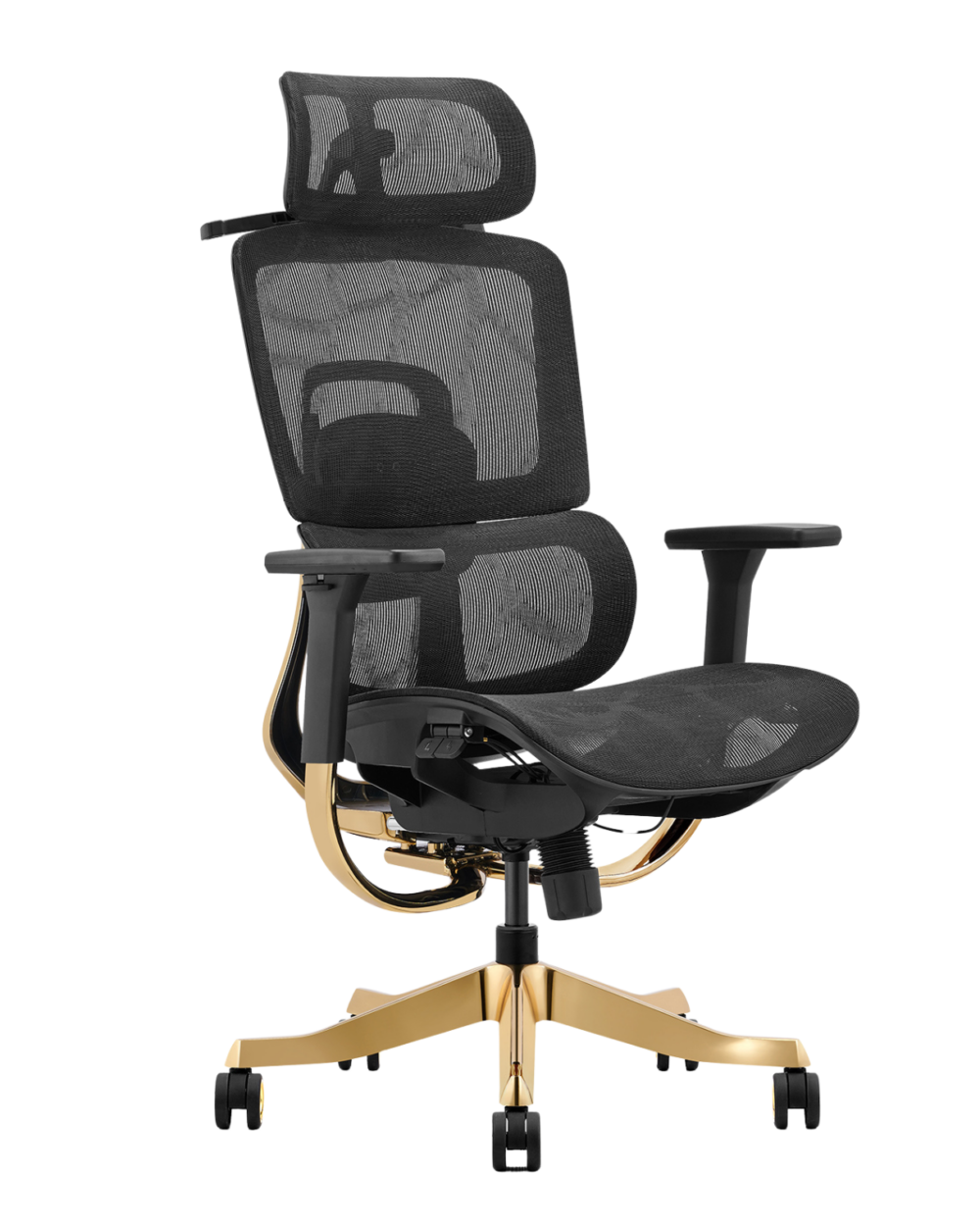 Fotel ergonomiczny ANGEL biurowy obrotowy Glamour Gold 150kg