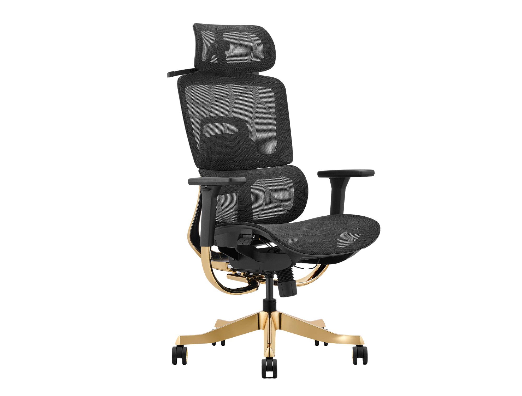 Fotel ergonomiczny ANGEL biurowy obrotowy Glamour Gold 150kg