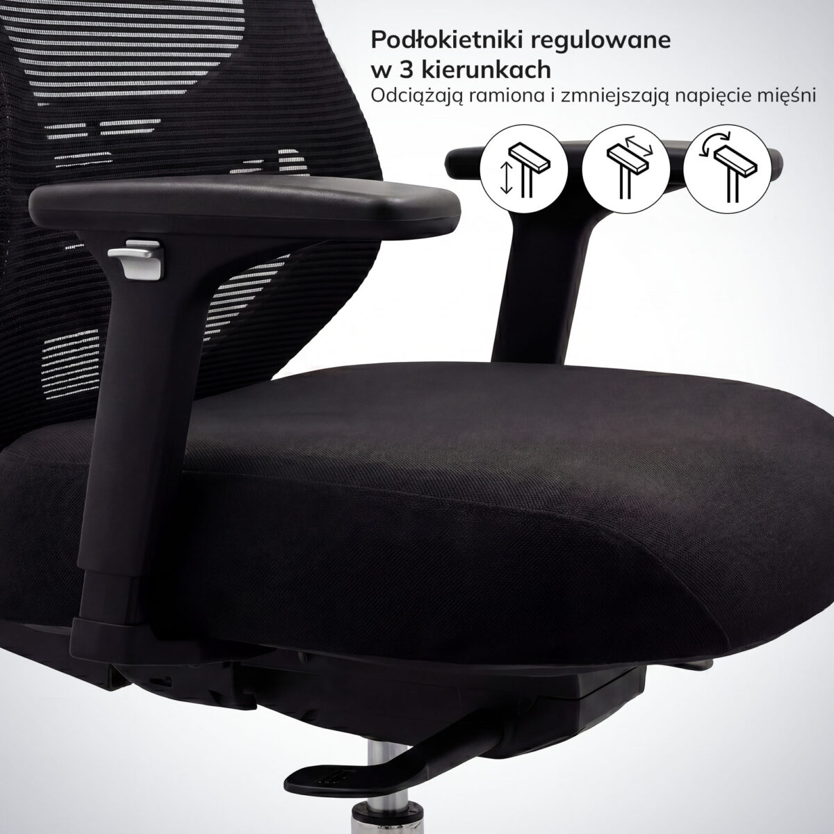 Fotel biurowy ergonomiczny z siatką czarny: AXIS | Meble DUO axis mesh black 2515 05