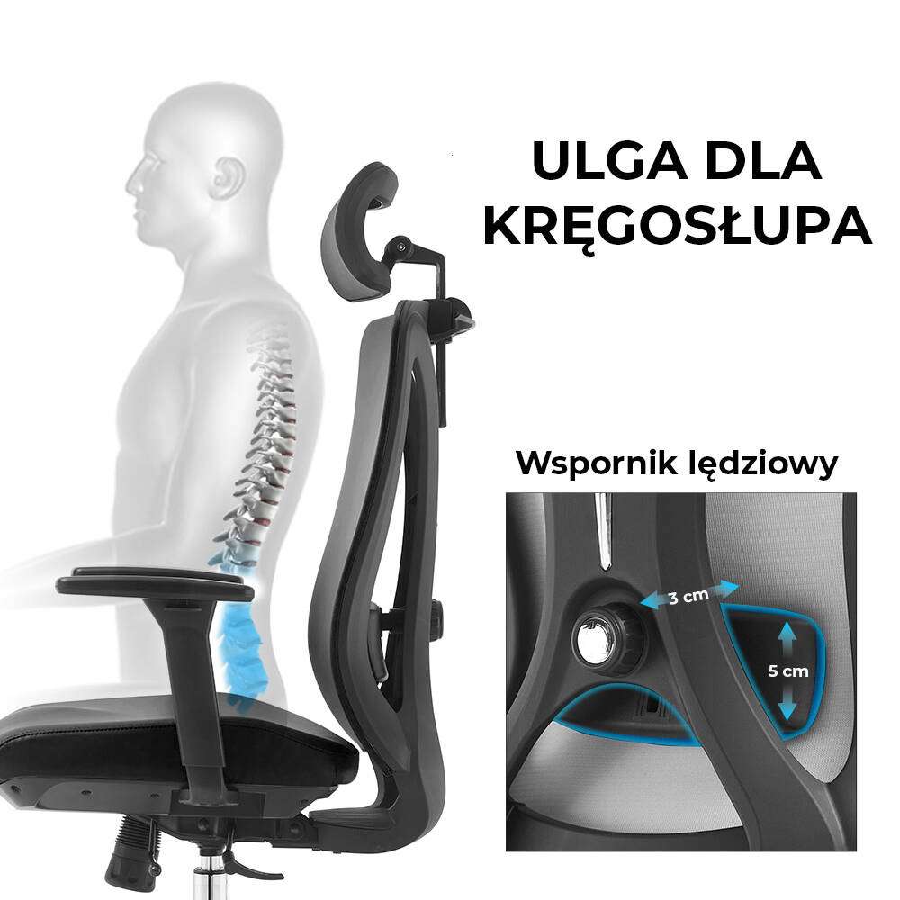 Fotel biurowy ergonomiczny ANGEL GelatO 150kg - obrazek 10