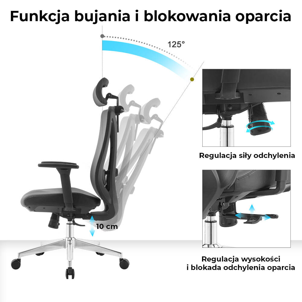 Fotel biurowy ergonomiczny ANGEL GelatO 150kg - obrazek 12