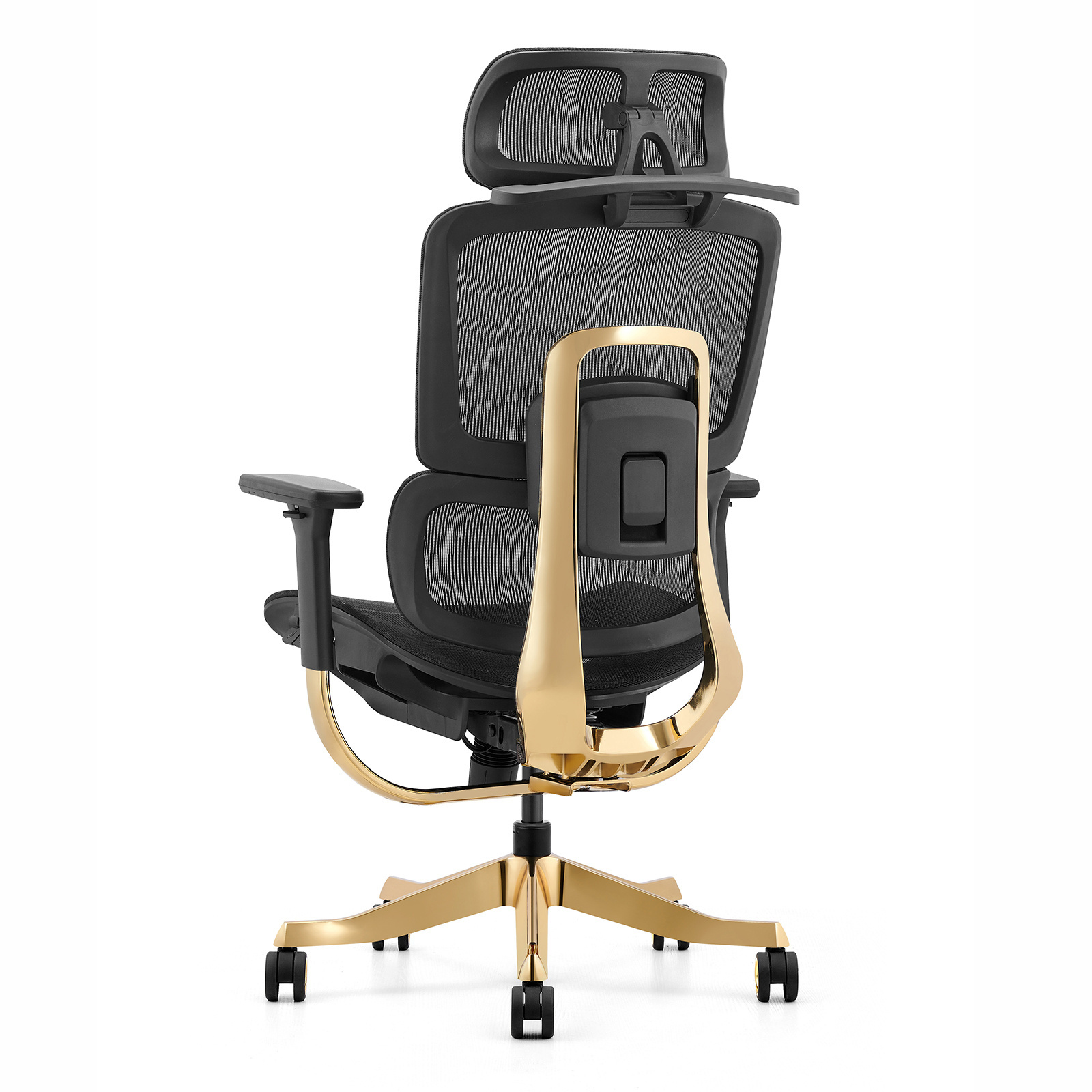 Fotel ergonomiczny ANGEL biurowy obrotowy Glamour Gold 150kg - obrazek 3