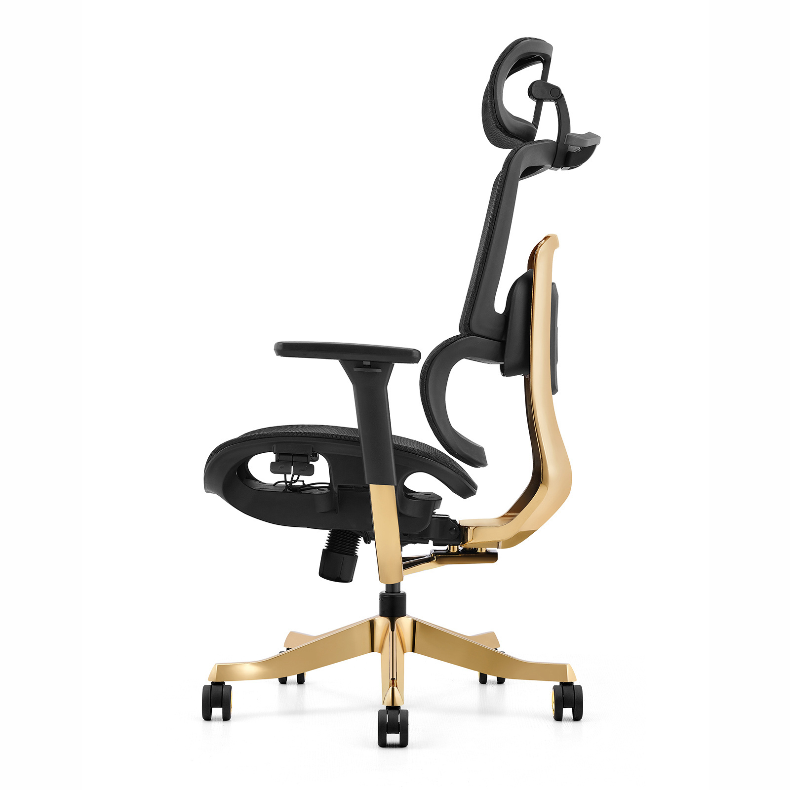 Fotel ergonomiczny ANGEL biurowy obrotowy Glamour Gold 150kg - obrazek 6