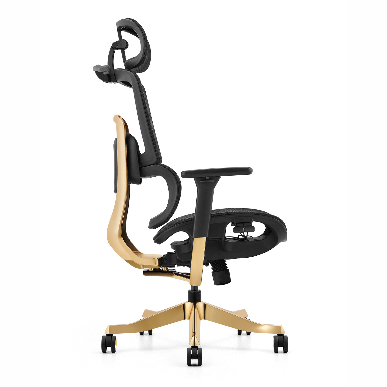 Fotel ergonomiczny ANGEL biurowy obrotowy Glamour Gold 150kg - obrazek 7