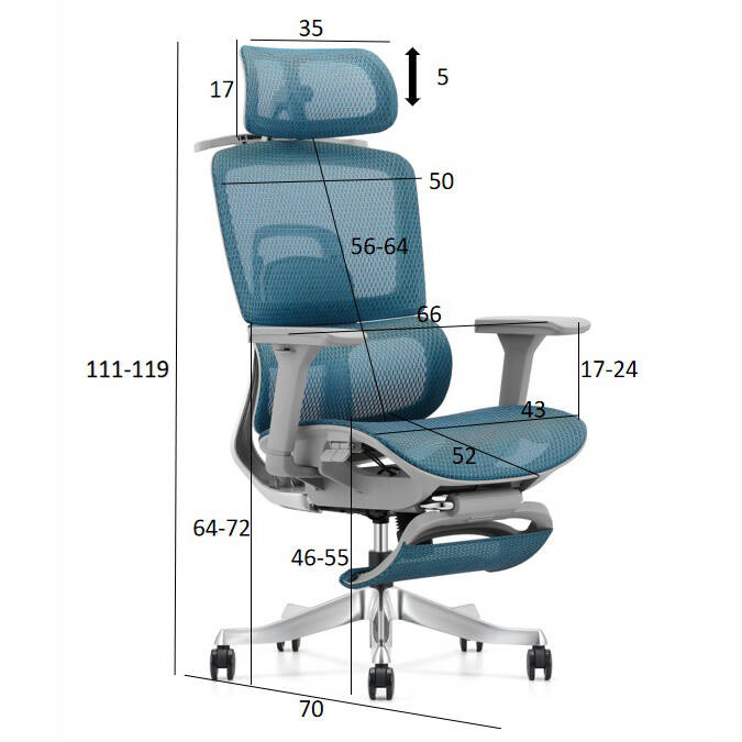 Fotel ergonomiczny ANGEL biurowy obrotowy Homer z podnóżkiem 150kg - obrazek 7