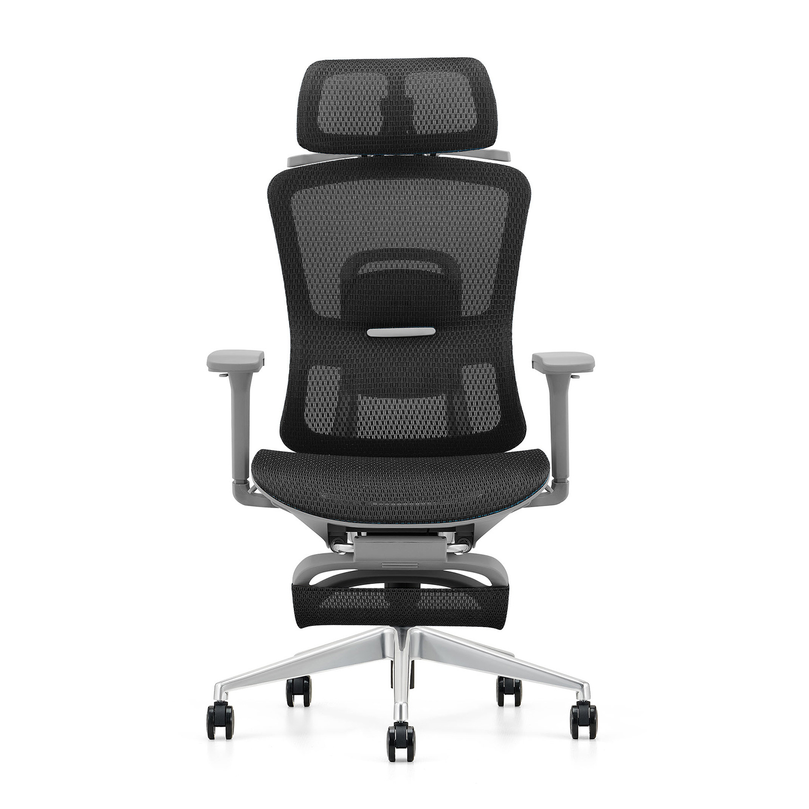Fotel ergonomiczny ANGEL biurowy obrotowy Homer z podnóżkiem czarno-szary 150kg - obrazek 3