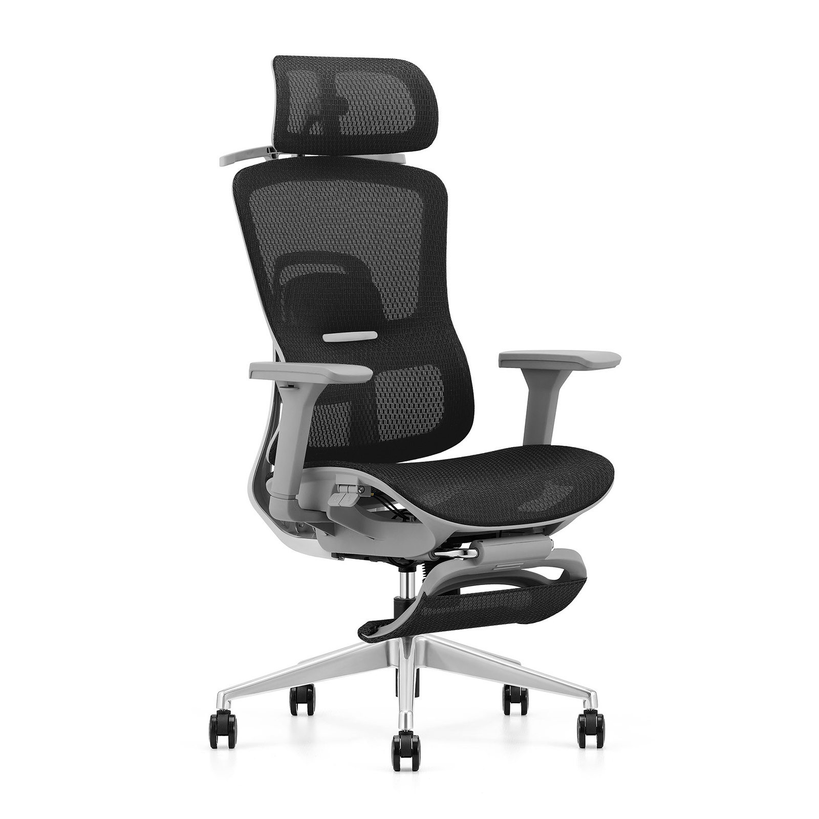 Fotel ergonomiczny ANGEL biurowy obrotowy Homer z podnóżkiem czarno-szary 150kg - obrazek 5