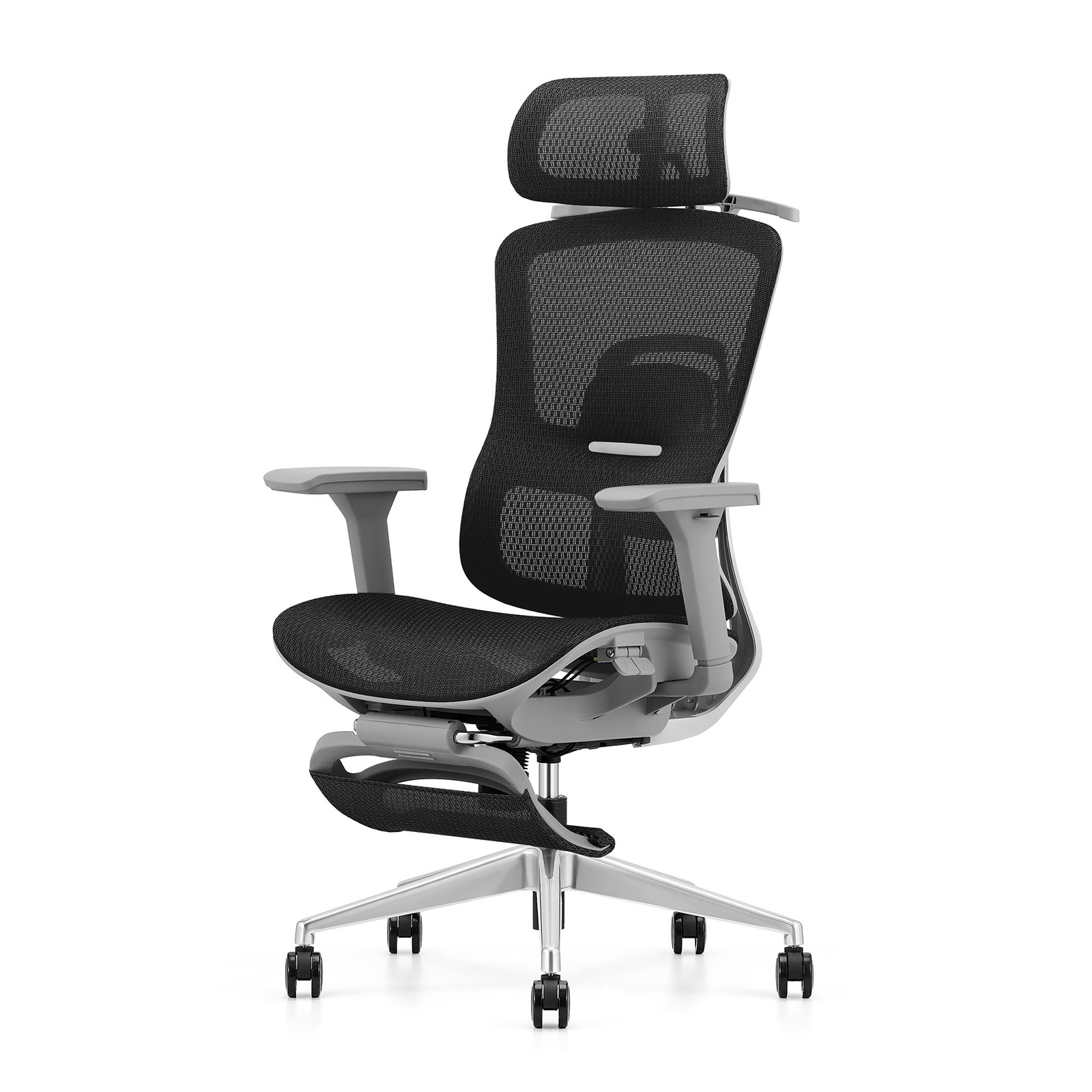 Fotel ergonomiczny ANGEL biurowy obrotowy Homer z podnóżkiem czarno-szary 150kg - obrazek 6