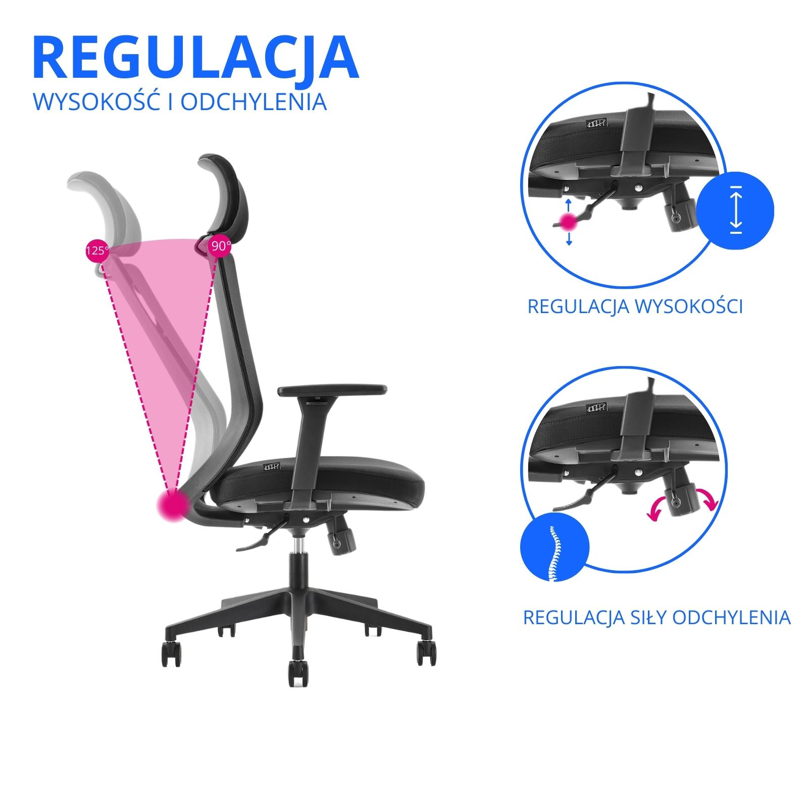 Fotel ergonomiczny ANGEL biurowy obrotowy Perun 150 kg - obrazek 10