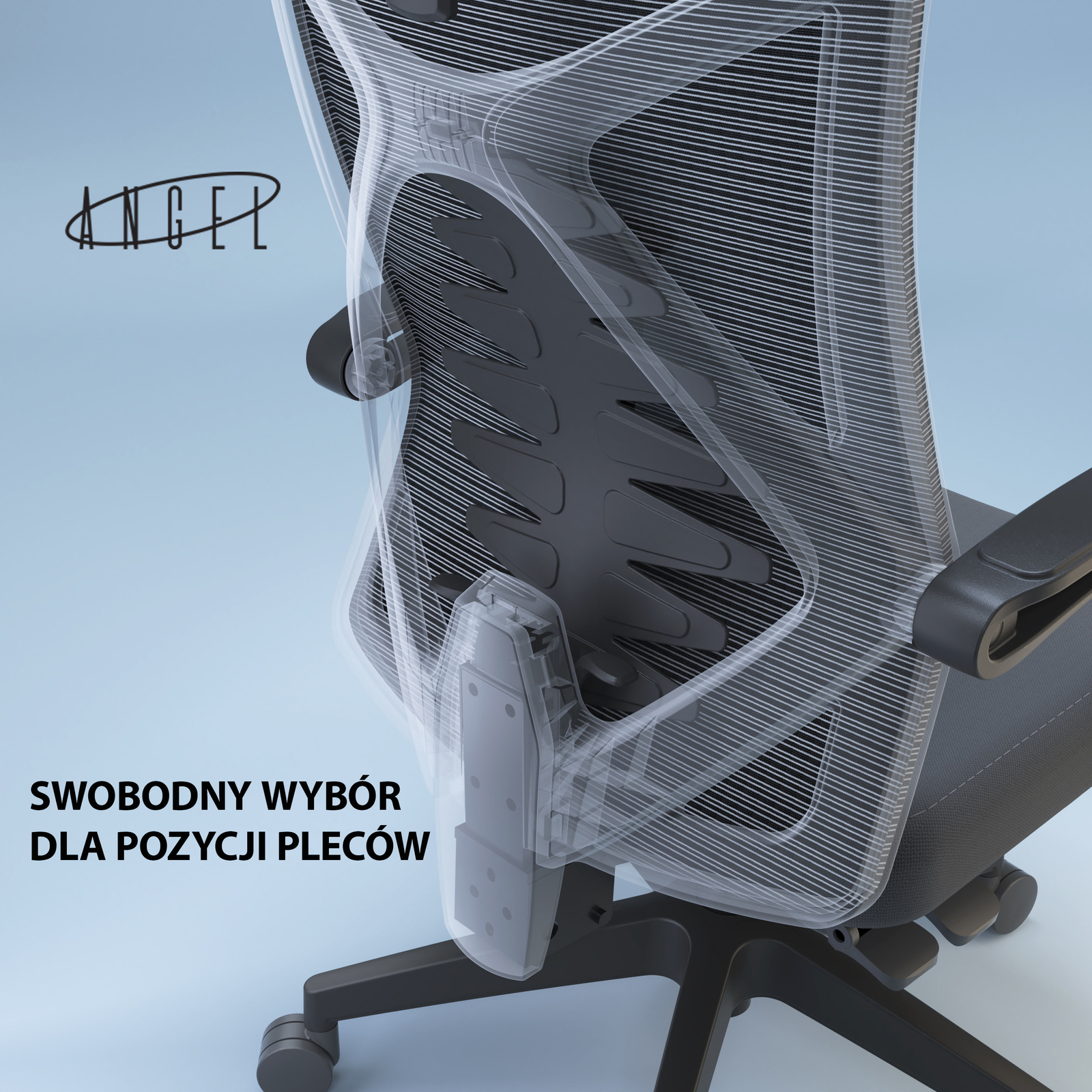 Fotel ergonomiczny ANGEL biurowy obrotowy Spino szary lub czarny 150kg - obrazek 12