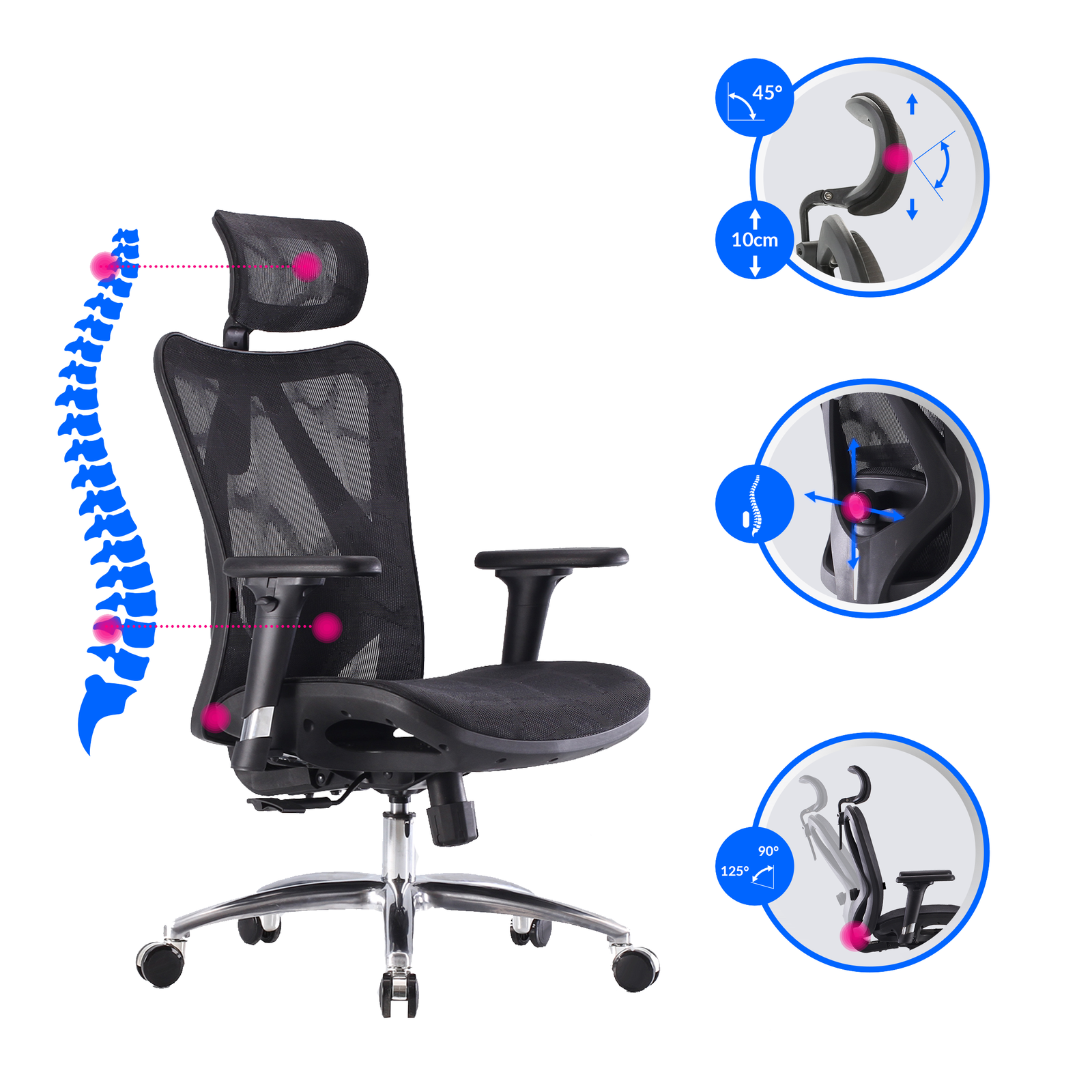 Fotel ergonomiczny ANGEL biurowy obrotowy kalistO 150kg - obrazek 10