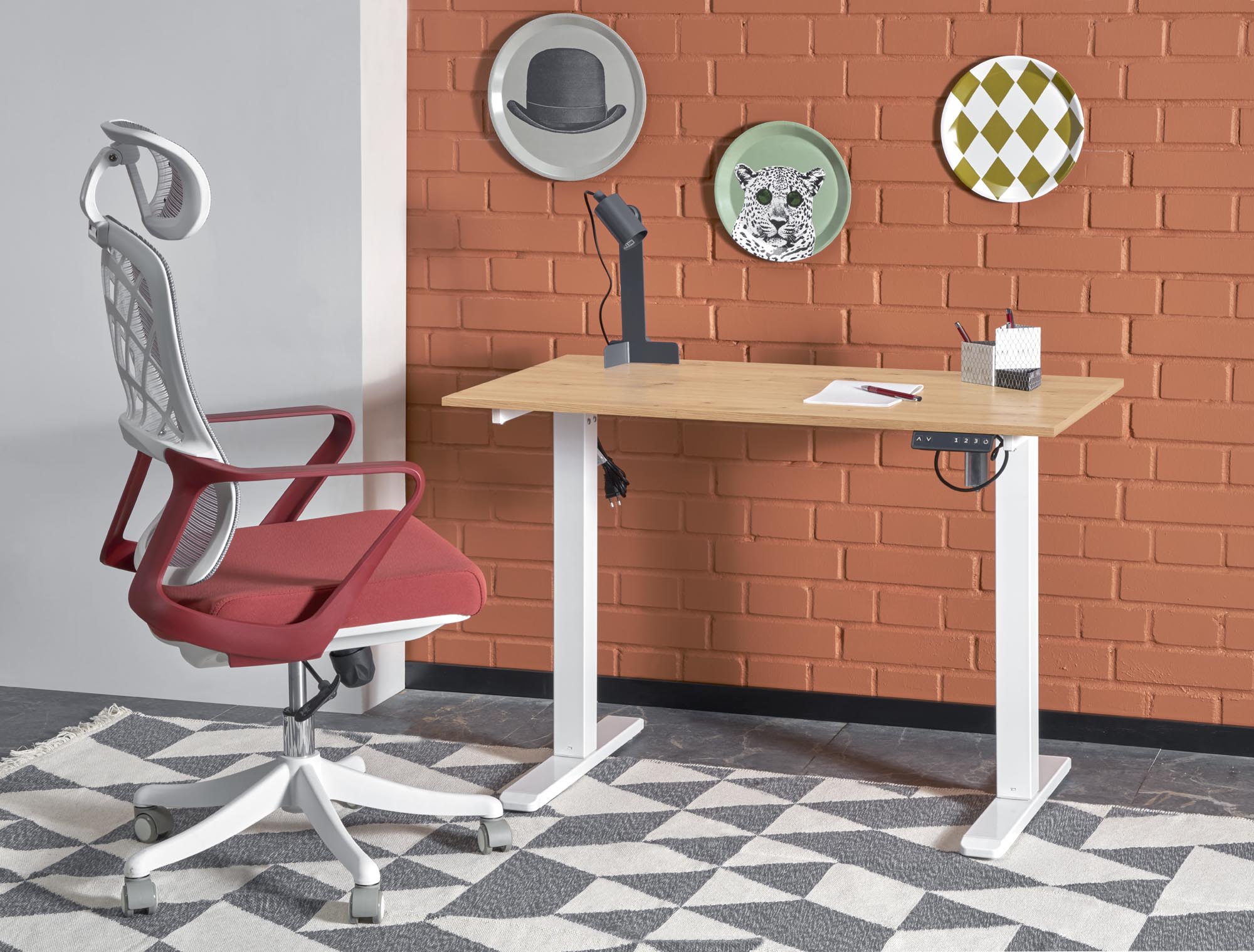 BIURKO REGULOWANE B-53 białe/dąb artisan | Meble DUO B 53 biale naturalny a new