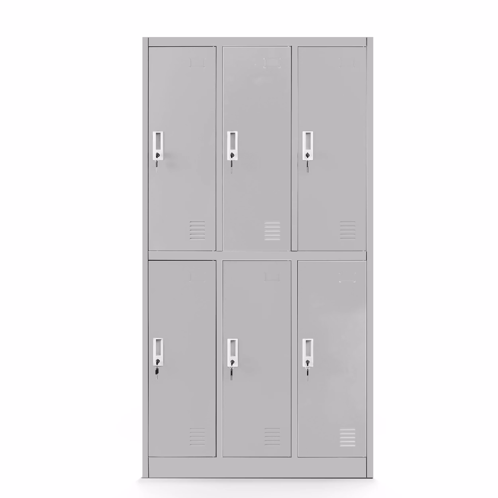 Metalowa szafa szkolna BHP ubraniowa 6-drzwiowa:szara IGOREK 900 x 1500 x 450 | Meble DUO igorek