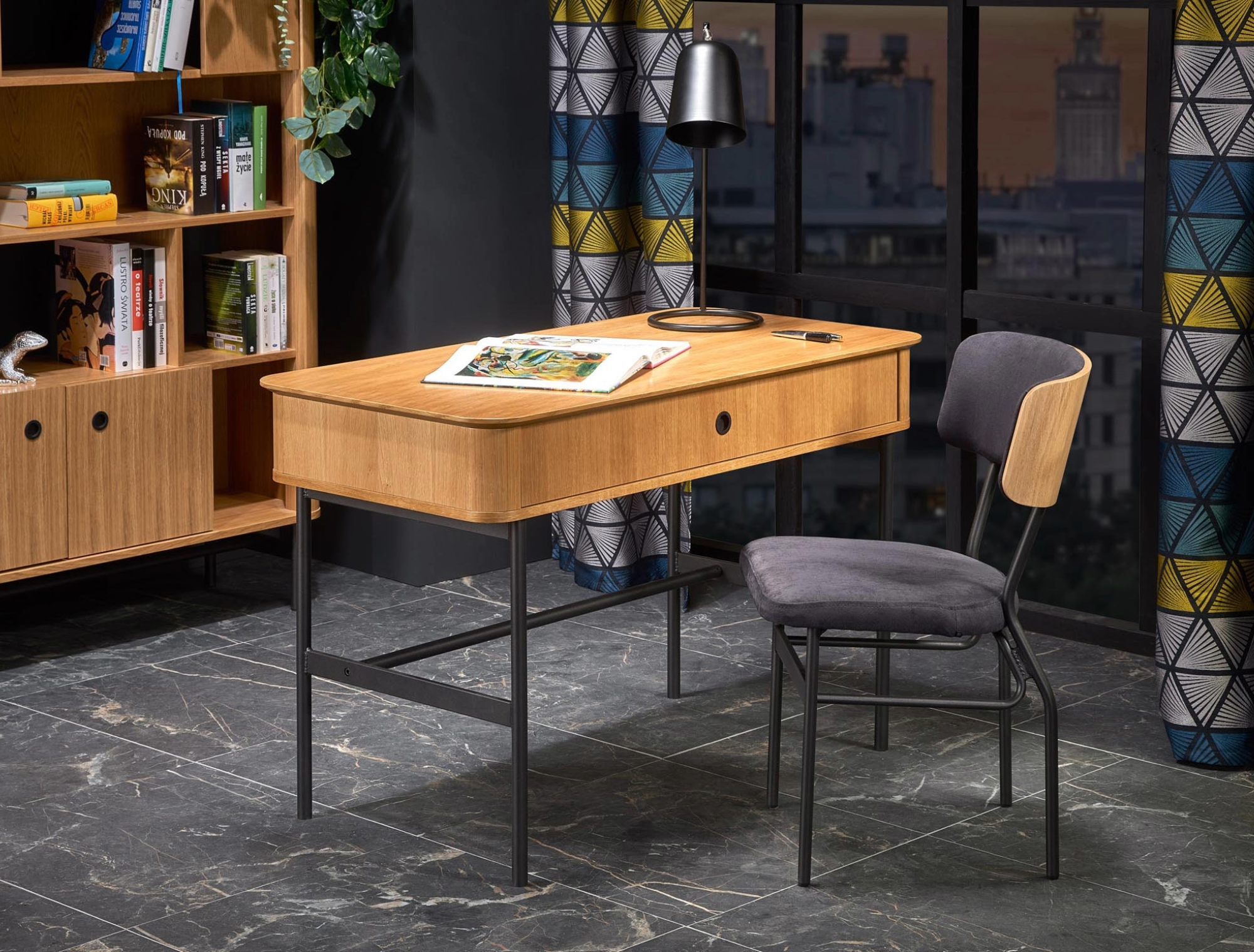 SMART biurko B-1 dąb naturalny/czarny | Meble DUO smart b 1 a