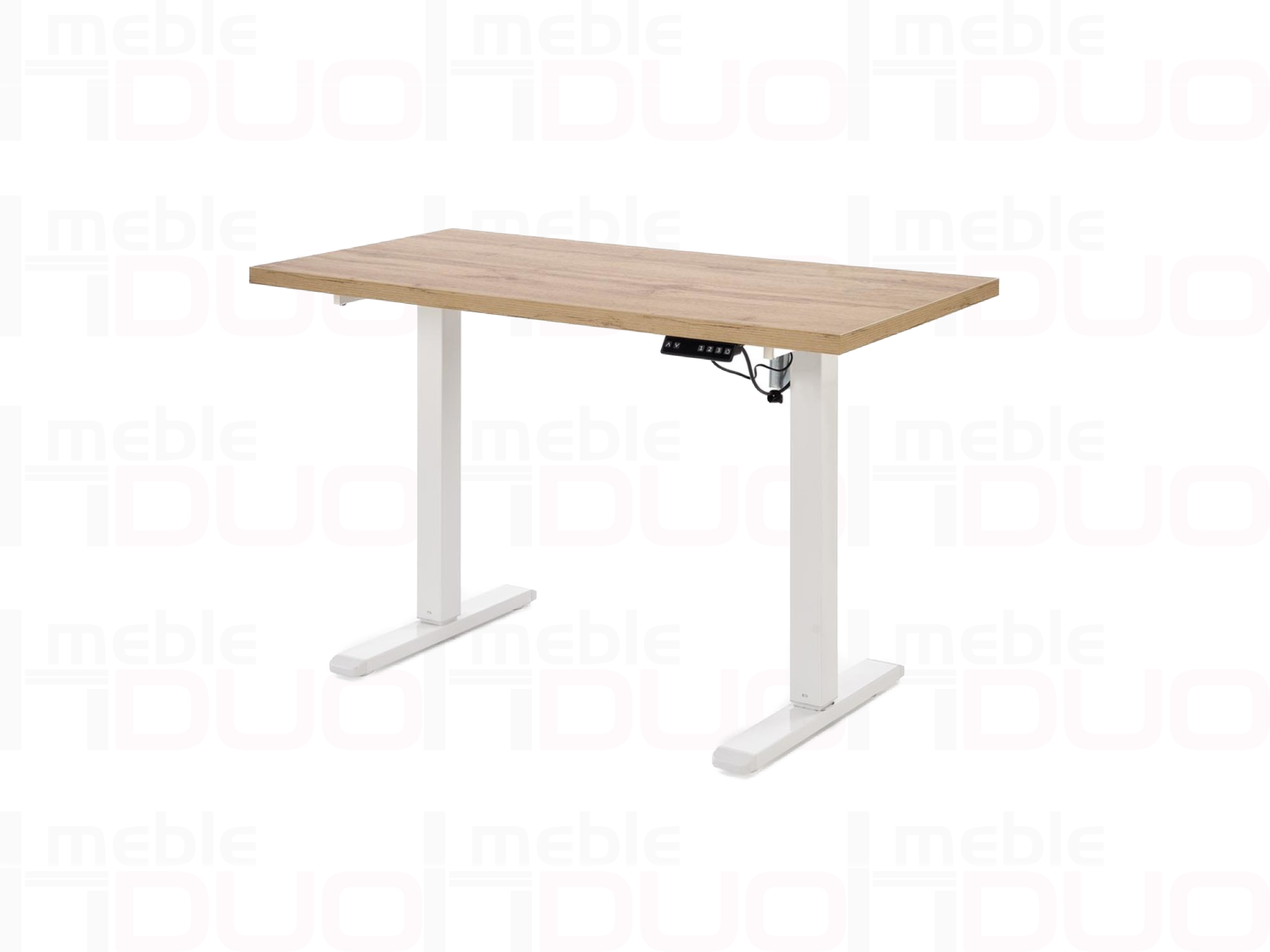B54 biurko z funkcją regulacji wysokości, blat - dąb artisan, stelaż - biały