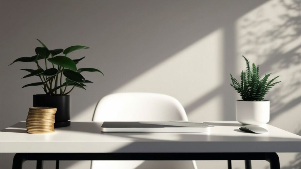 Ergonomiczne biurko do pracy i nauki – kobieta korzystająca z laptopa w home office