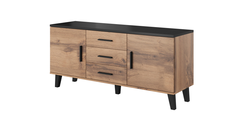 LOTTA KOMODA 150 (2D3S) DĄB WOTAN/ CZARNY | Meble DUO 5903815006272 3