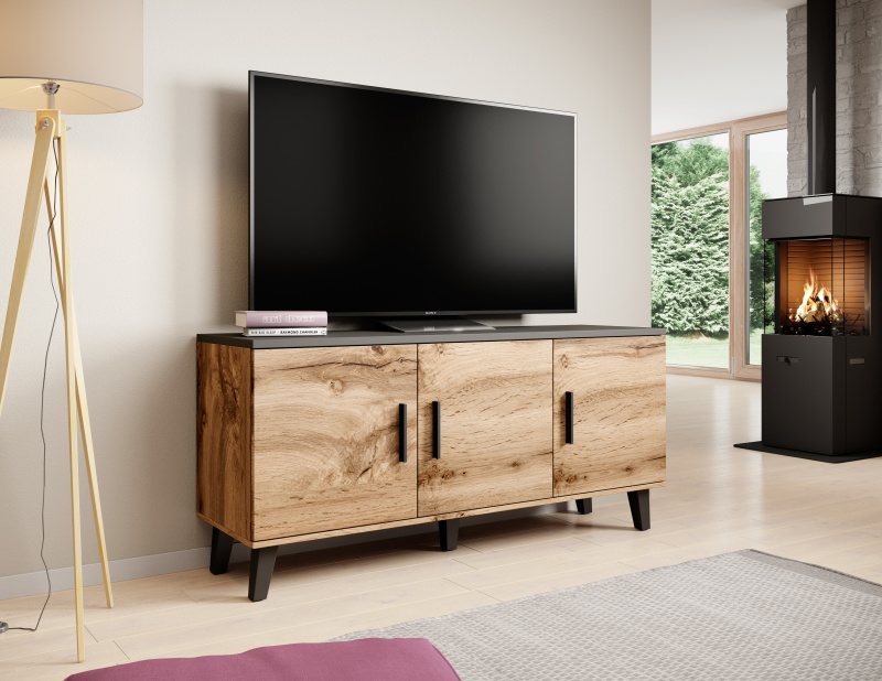 LOTTA KOMODA 150 (3D) dąb woatan/ czarny | Meble DUO 5903815006289 1