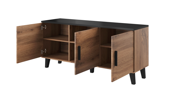 LOTTA KOMODA 150 (3D) dąb woatan/ czarny | Meble DUO 5903815006289 2