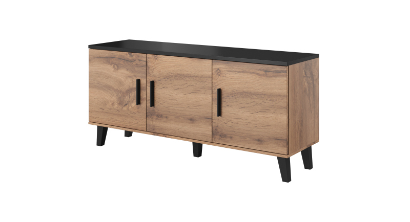 LOTTA KOMODA 150 (3D) dąb woatan/ czarny | Meble DUO 5903815006289 3