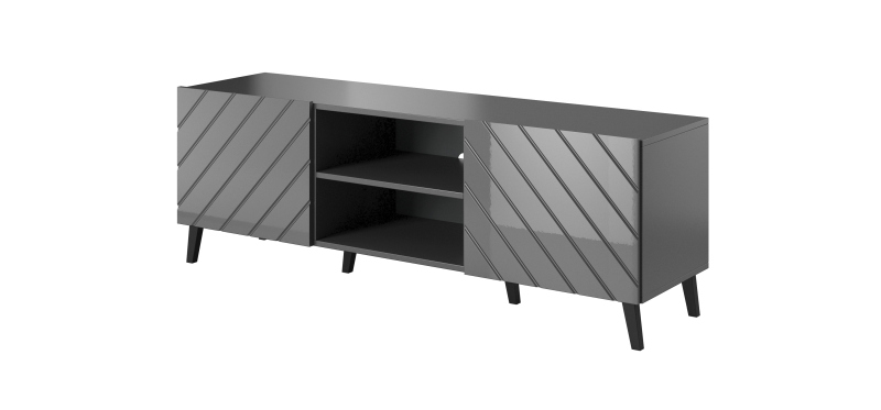 ABETO szafka RTV 150 grafit mat/ grafit połysk | Meble DUO 5903815006449 2
