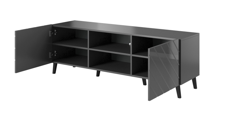 ABETO szafka RTV 150 grafit mat/ grafit połysk | Meble DUO 5903815006449 3