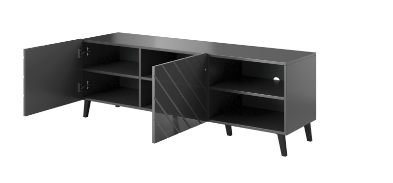 ABETO szafka RTV 150 grafit mat/ grafit połysk | Meble DUO 5903815006449 4