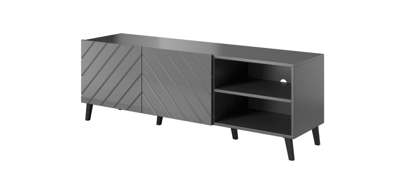ABETO szafka RTV 150 grafit mat/ grafit połysk | Meble DUO 5903815006449 5