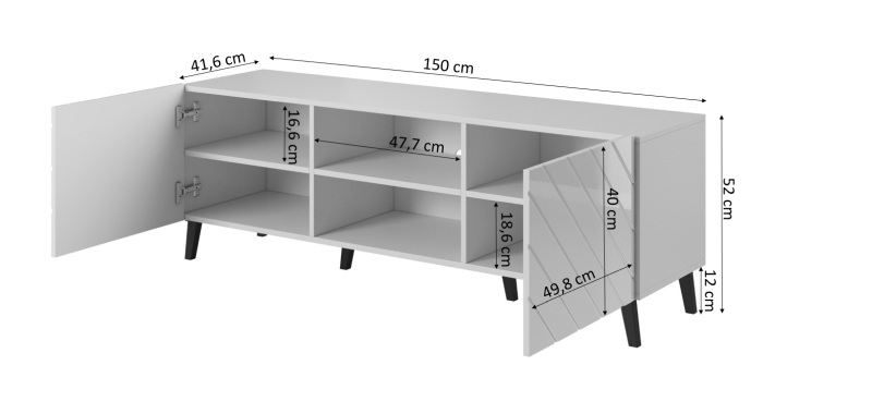 ABETO szafka RTV 150 grafit mat/ grafit połysk | Meble DUO 5903815006449 6