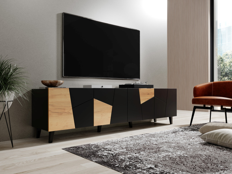 ETNA szafka RTV czarny mat/ czarny mat/ dąb craft | Meble DUO 5903815008030 1
