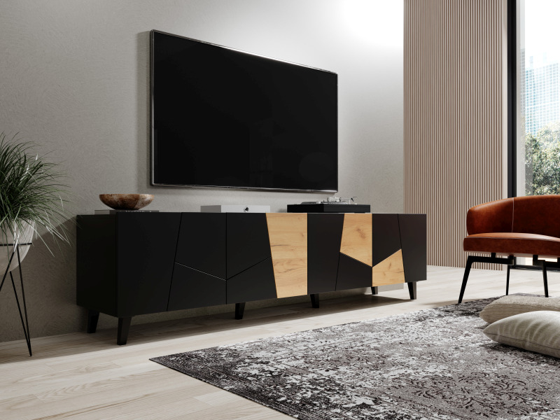 ETNA szafka RTV czarny mat/ czarny mat/ dąb craft | Meble DUO 5903815008030 2